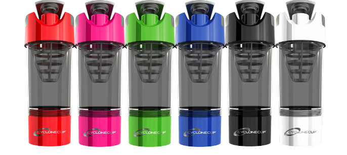 Cyclone Cup Shaker Bottles in 9 different colors